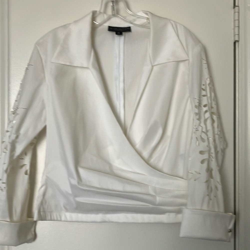 White K M Collection Blouse. Beaded and hole cut design. Delicate!!!